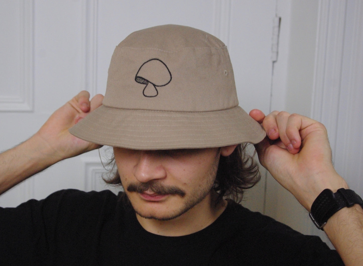Brown YME Embroidered Mushroom Bucket Hat